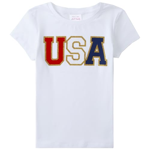 Image of 4th of July Shirts for Girls Patriotic American Flag Kids Clothing