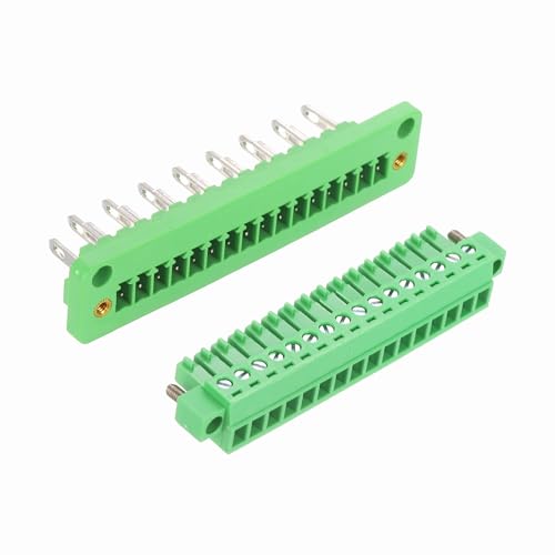 sourcing map 16-Pin 3.81mm Pitch Pluggable Screw Terminal Block Connectors, PA66 300V 8A Through-Wall PCB Terminal Connectors 26-14AWG Cable for DIY Electronics Automation Power Modules