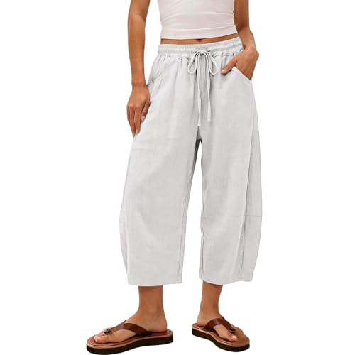 Pantalones de cimitarra Mujer Verano Frescos 3/4 Pantalon Talla Grande Pantalón Deportivo Shorts Respirable Moderno Pantalones Cortos Palazzo Bolsillos Urbano Short Yoga Jogger Corre