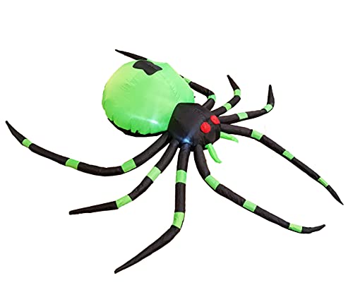 6 Foot Long Halloween Inflatable Black Green Spider Led Lights Decor Outdoor Indoor Holiday Decorations, Blow Up Lighted Yard Decor, Giant Lawn Inflatables Home Family Outside #TOP2