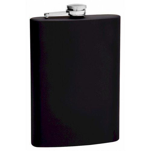 Top Shelf Flasks 12 oz. Black Rubberized Coated Hip Flask, Heavy Duty