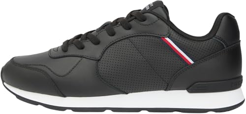 Tommy Hilfiger Runner Icon Leather Fm0fm05740   Tenis Bajos para Hombre, Black, 43 EU