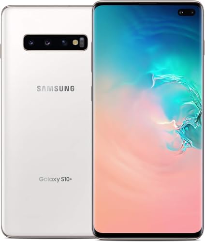 Samsung Galaxy S10+ Unlocked Android Cell Phone | US Version | 512GB of Storage | Fingerprint ID and Facial Recognition | Long-Lasting Battery | Ceramic White (Renewed)