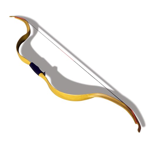ZSHJGJR Takedown Arco Ricurvo 20lbs Tradizionale Arco di Legno Archi Ricurvi Arc de Chasse Tradizionale Longbow in Legno per la Pratica del Tiro con L'Arco (Giallo/arco)