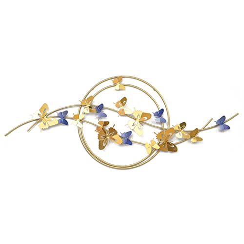 Nordic Chinese Style Wall Decoration Wrought Iron Butterfly Wall Decoration Homestay Tea Room Bedroom Sofa Background (Color : A Size