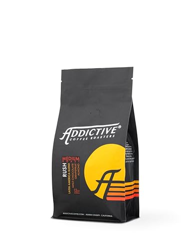 Addictive Coffee Roasters Rush - Whole Bean Coffee Medium Roast Latin America Blend With Hints of Almond, Grapefruit & Malt Chocolate - 12 Ounce Bag