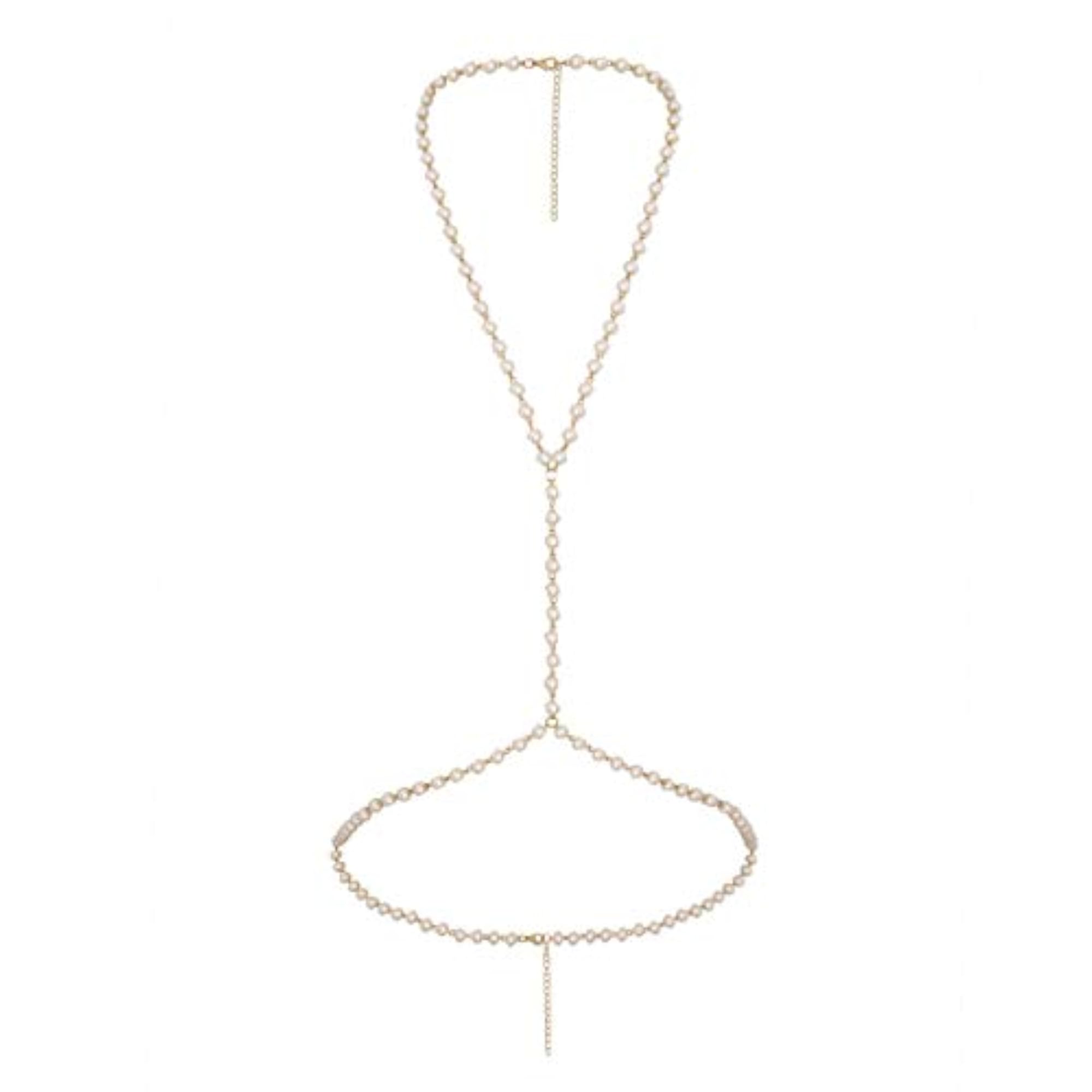 Women's Pearl Double Layer Body Chain, Elegant Accessory