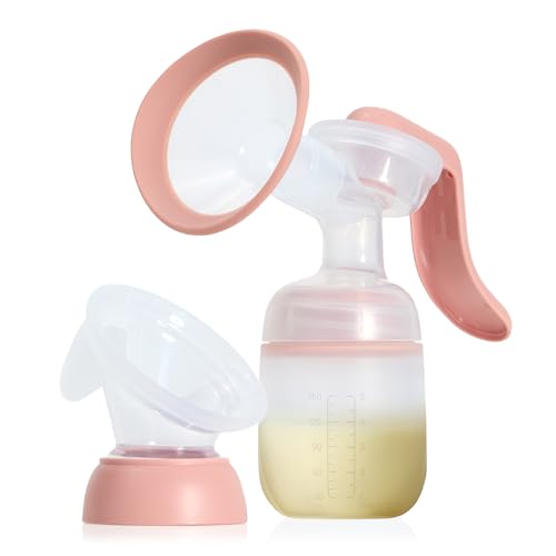 Frida Mom 2-in-1 Manual Breast Pump with Hands-Free Silicone Suction Cup, Milk Collector, Wireless...