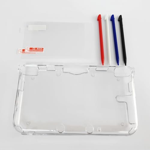 Image of Hzxkqmil Transparent Protective Case for Nintendo 3DS XL /LL Console | Clear Crystal Hard Case Protective Cover + 1 Set Screen Protectors Film and 4 Stylus Pen for Old 3DSXL 3DSLL