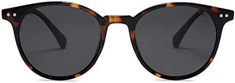 SOJOS Small Round Classic Polarized Sunglasses for Women Men Vintage Style UV400 Lens MAY SJ2113, Tortoise/Grey