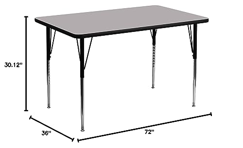 Flash Furniture XU-A3672-REC-GY-T-A-GG Wren 36''W X 72''L Rectangular Grey Thermal Laminate Activity Table thumb #1