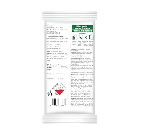 Image of PCI Roban The Rat Killer Cake 100 G | Pack of 3 | Kills Rats Outdoors in One Feed | Effective Against All Types of Rats