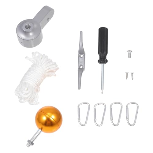 Gogogmee Kit Accessori Asta Bandiera Esterno in Acciaio Inossidabile Completo Puleggia e Fune di Fissaggio Resistente Intemperie e Vento Facile da Installare per Pennoni Giardino e