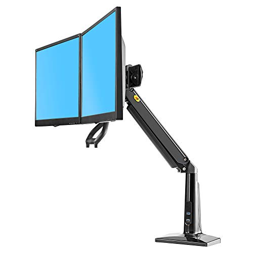 NB North Bayou El Soporte de Monitor de Escritorio Dual Interactivo Ergonomics se Adapta a Pantallas Dobles de 22"-27" con Carga de 13.2 a 26.4 lbs (Negro)