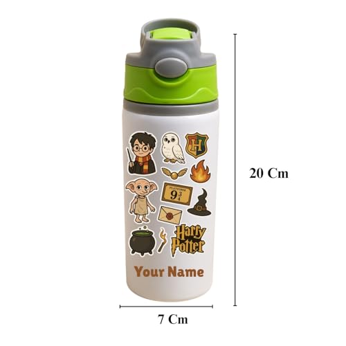 Image of Personalised Kids Bottle 600ml Aluminium | Cartoon Print with Name | Lightweight & Leakproof | Ideal Gift for Birthday, School Use|Customise Gift