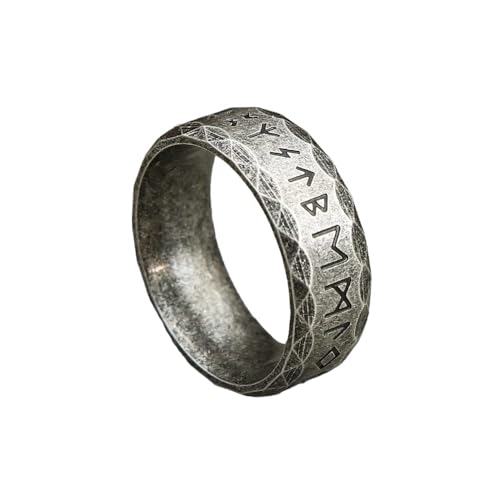 Image of THE MEN THING GREEK STONE ANCIENT - Titanium Steel, Odin Norse Viking Rings for Men (Size - 17-21- 24)
