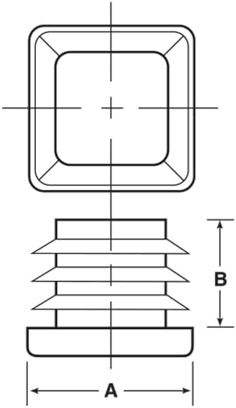 Caplugs SQR-7/8-14-20 SQR Series, Plugs for Square Tubing, to Fit Square Tube OD 0.875" x Height 0.43", Wall Thickness 14-20 Ga. (0.083-0.035"), PE-LD, Black, Exterior Ribs, Pack of 3000 (633067AB)