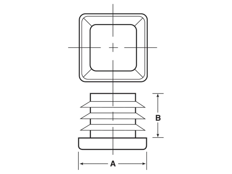 Image of Caplugs SQR-1-1 /4-14-20 - SQR Series - Plugs for Square Tubing, 40 Pack, to Fit Square Tube OD 1.250 inch x Height 0.52 inch, Wall Thickness 14-20 Ga. (.083-.035 inch), PE-LD, Black, Exterior Ribs (99395085)