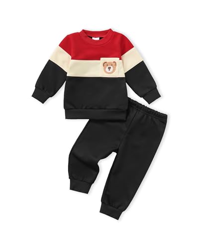 Image of NZRVAWS Toddler Baby Boy Clothes Infant Fall Winter Outfit Long Sleeve Pant Top Set 2Pcs Sweatshirt 0 Month-3 Years