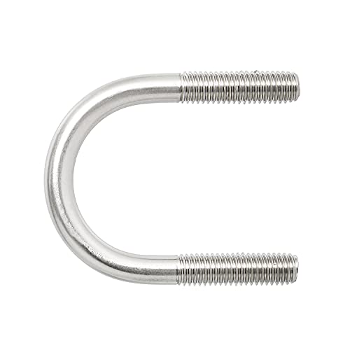 Image of Round U-Bolts 1.3 inch(33mm) Inner Width M8 Thread 304 Stainless Steel Silver with Plates Nuts Flat Washers for Car /RV /Trailer Bumper, 2Pcs