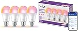 WiZ LED Smart Light Bulbs, Sunset to Sunrise Automation + Motion Detection + Control with Voice or App, Full Color A19 60W 800LM E26 Indoor, Matter Compatible - 4 Pack