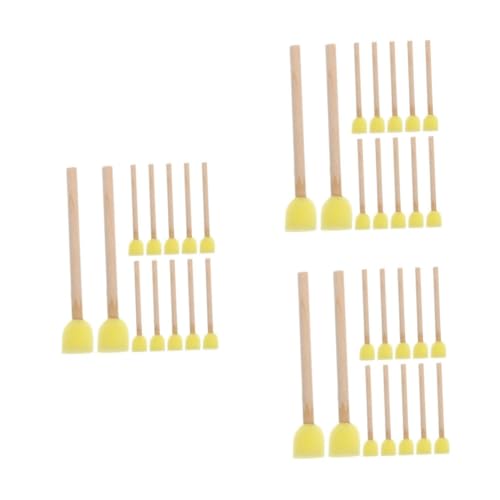 DIYEAH 90 Piezas Brochas Esponja Redondas con Mango Madera para Pintura Arte DIY Clase Jardín Infantil
