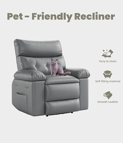 Image of GarveeHome Oversized Wide Recliner Chair - Faux PU Leather Large Manual Recliner for Adults, Exceptional Comfort Lazy Chair with 1.5X Sponge Filling and Easy Recline Mechanism for Relaxation
