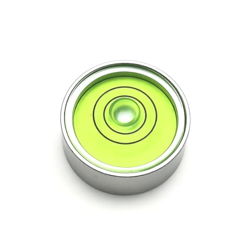 Mini Metal universal horizontal bubble water level balance bubble level round (25 * 10mm (Silver Green）)