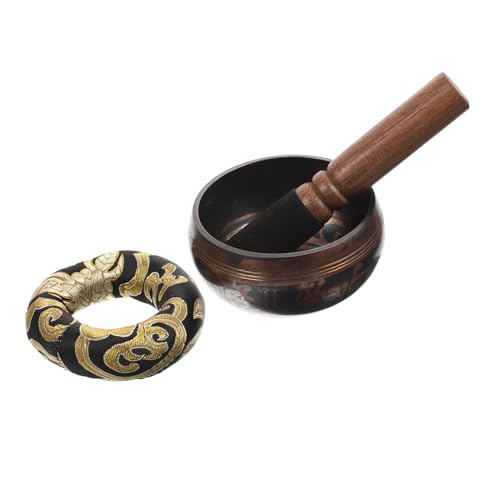 Toddmomy 1Set Meditation Singing Bowl with Cushion Mallet Yoga Sound Bowl for Relaxation Mindfulness and Prayers Beautifully Engraved Portable Present for Meditation
