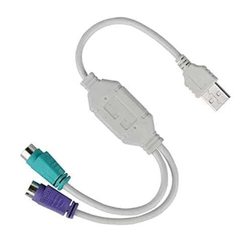 SVDK White Pack of 1 USB 2.0 to Dual PS2 Active Adapter USB Type A Male ...