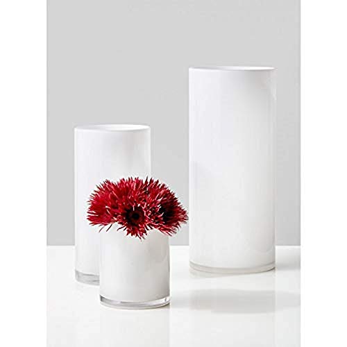 Serene Spaces Living White Glass Cylinder Vase – Smart Modern Whi...