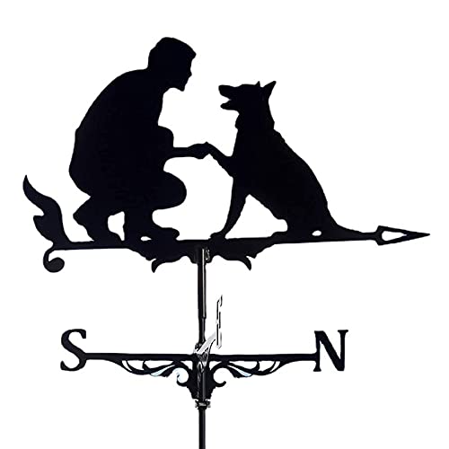 Girouette de ferme rétro avec silhouette homme et son fidèle chien