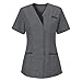 Gray Women Maid Costumes Tops Loose Fit Blouse for Women Short Sleeve V Neck Work Anatomy Scrub Uniform Fall Summer Shirts 2025 Soft Comfy Clothing Fashion M