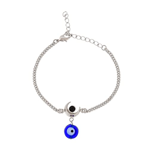 Evil Eye Hanging Bead Bracelet Shiva Moon Oxidized