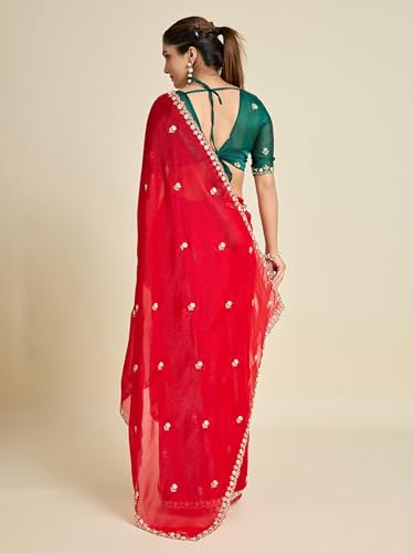 Image of Women's Chiffon Saree with Unstitched Blouse Piece
