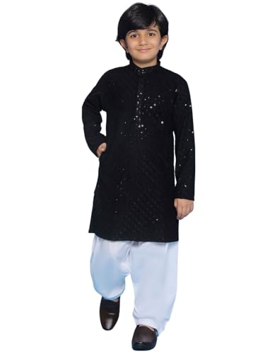 Image of AJ DEZINES Kids Kurta Pajama Set For Boys | Embroidery Chikankari Kurta Set | Traditional & Festive Outfit | Cotton Stylish Boys Kurta Pyjama | Perfect For Festivals Wedding & Family Function