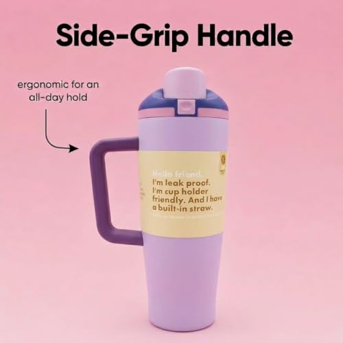 Image of HomeCloud 1200ML Stainless Steel Water Bottle - Double-Wall Vacuum Insulated, Leakproof Straw Lid, BPA-Free Reusable Travel Flask with Two-Way Spout for Gym, Office & Outdoor Use (H Purple)
