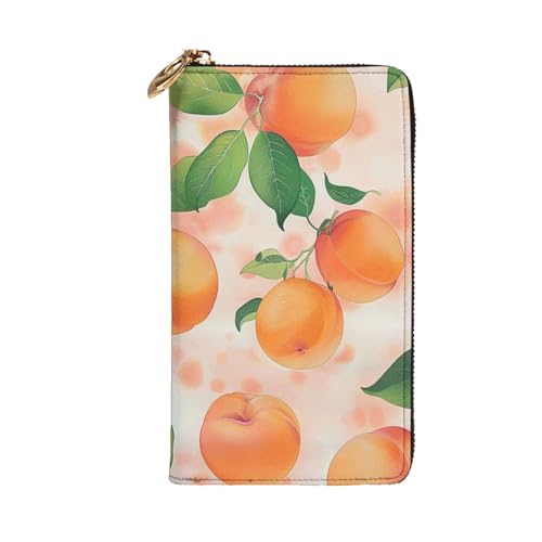 Peach Printed Long Wallet for Women Men Cute PU Leather Wallet with Coin Purse and Credit Card Holder2