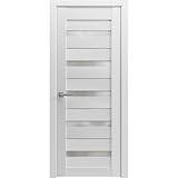 SARTODOORS Solid French Door Frosted Glass 28 x 96 inches | Quadro 4445 White Silk | Single Regular Panel Frame Trims Handle | Bathroom Bedroom Sturdy Doors