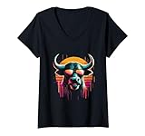 Photo Gallery donna cool bull retro tramonto - vintage riding bull rodeo graphic maglietta con collo a v Photo Gallery donna cool bull retro tramonto - vintage riding bull rodeo graphic maglietta con collo a v