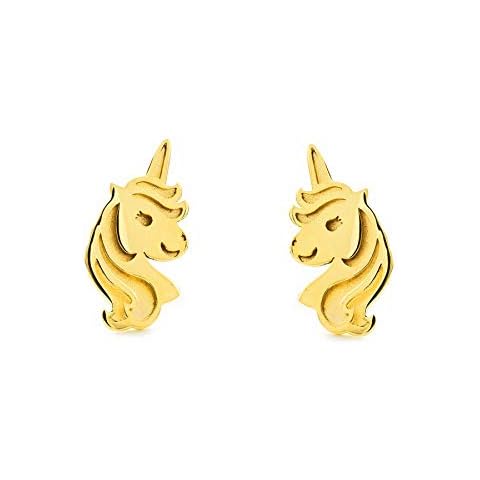 9ct Yellow Gold Unicorn Earrings for Kids Cover