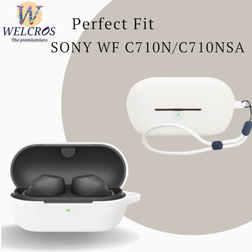 Image of WELCROS Soft Silicone Case Cover for Sony WF-C710N | C710NSA with Lanyard (White)