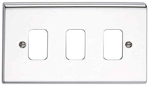 Placa de 3 interruptores cromo Deta G3423CH para renovar salones modernos