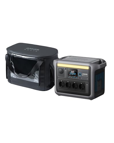 Anker SOLIX C1000 tragbare Powerstation mit wasserfester Tragetasche, 1800W Solargenerator, 1056Wh LFP (LiFePO4) Akku, 4 AC-Steckdosen