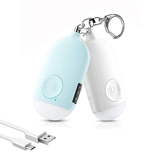 New Product Safesound Personal Alarm Siren Song 2 Pack White and Blue - 130dB Self Defense Alarm Keychain Emergency LED Flashlight with USB Rechargerable - Security Personal Protection Devices for Women New Product Safesound Personal Alarm Siren Song 2 Pack White and Blue - 130dB Self Defense Alarm Keychain Emergency LED Flashlight with USB Rechargerable - Security Personal Protection Devices for Women
