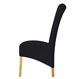 SYJ Tejido elástico Moderno Fundas de Silla XL para el Comedor del Hotel, Spandex Lavable extraíble 2/4/6 Piezas Fundas de Silla de Comedor Grandes y sólidas (Negro,4 Pack)