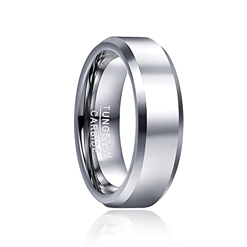 [NUNCAD(ヌンカド)] 指輪 メンズ リング タングステン 男女兼用 ポリシュー サイドカット シンプル シルバー 幅:6mm 20号