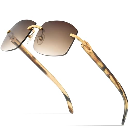 Gafas de sol para hombre y mujer cuadradas sin montura de madera de lujo MUTYNE