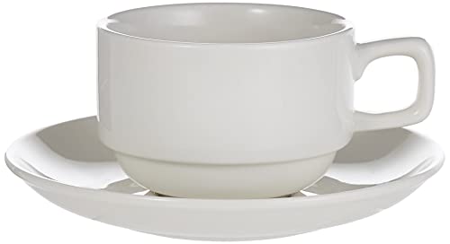 Porceletta 08-148 Porcelain Coffee Tea Cup and Saucer 200 ml Capacity Ivory
