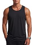 KEFITEVD Men's Workout Tank Tops Sleeveless Quick Dry UPF 80+ Summer Sun Shirts for Running Swim Gym Beach Black XL